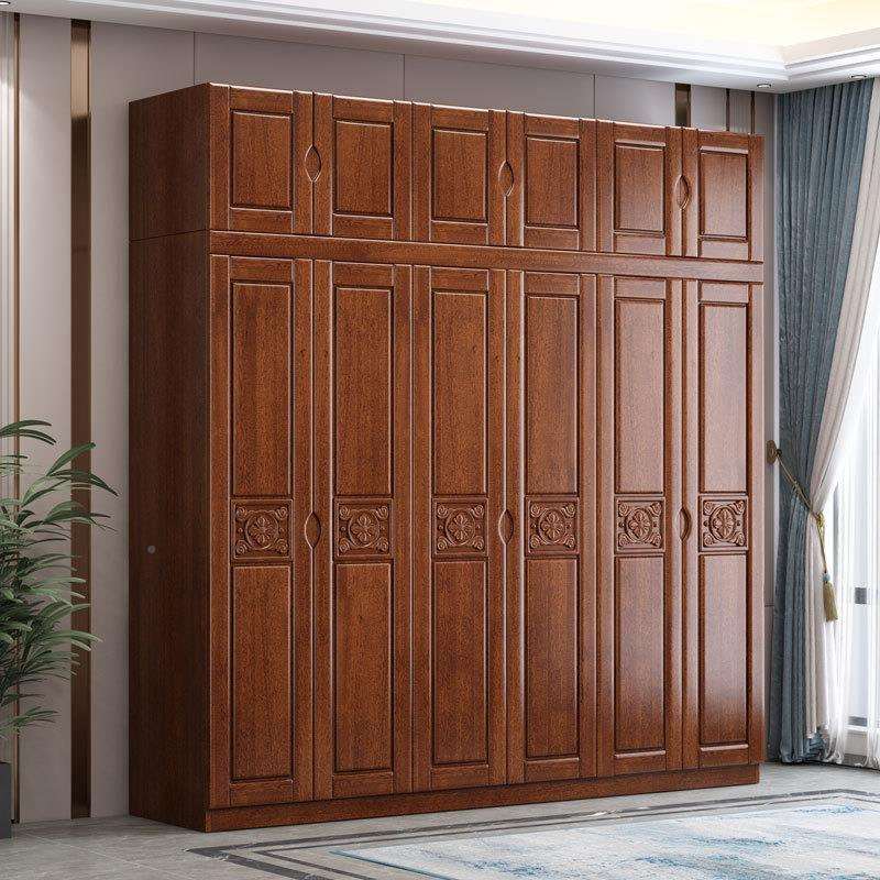 胡桃轻实木木衣柜家用卧室3456JG-9666#柜门雕花储物子现代简约主