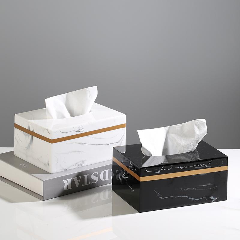 纸巾盒客厅轻奢家用茶几北欧创意桌面收纳纸抽盒酒店大理石抽纸盒