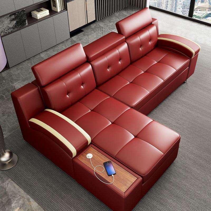 多功能可折叠简约皮沙发床小户型客厅坐卧两用转角组合沙发可储物