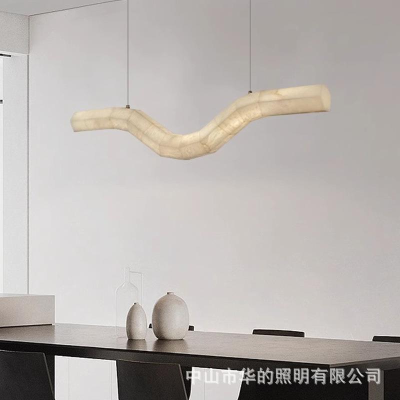 现代简约云石餐厅吊灯轻奢全铜客厅主灯商铺专用吧台设计师款灯具