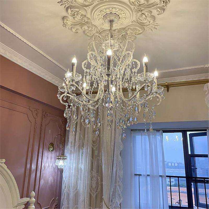 法式吊灯客厅餐厅灯美式复古水晶灯具白色奶油风公主房主卧室灯饰