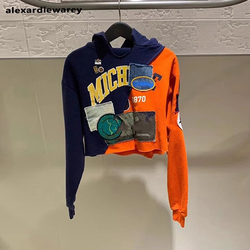 刺绣卫衣加绒连帽短款套头上衣女