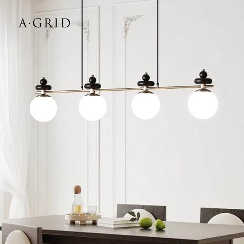 黑实木中古餐厅吊灯法式南洋风餐桌灯长条饭厅吧台灯设计师茶室灯