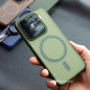 琥珀绿瓦楞4.0强磁吸适用小米15手机壳17proMax光栅保护套15Pro半透磨砂Xiaomi14无线充电13软边气囊全包女款