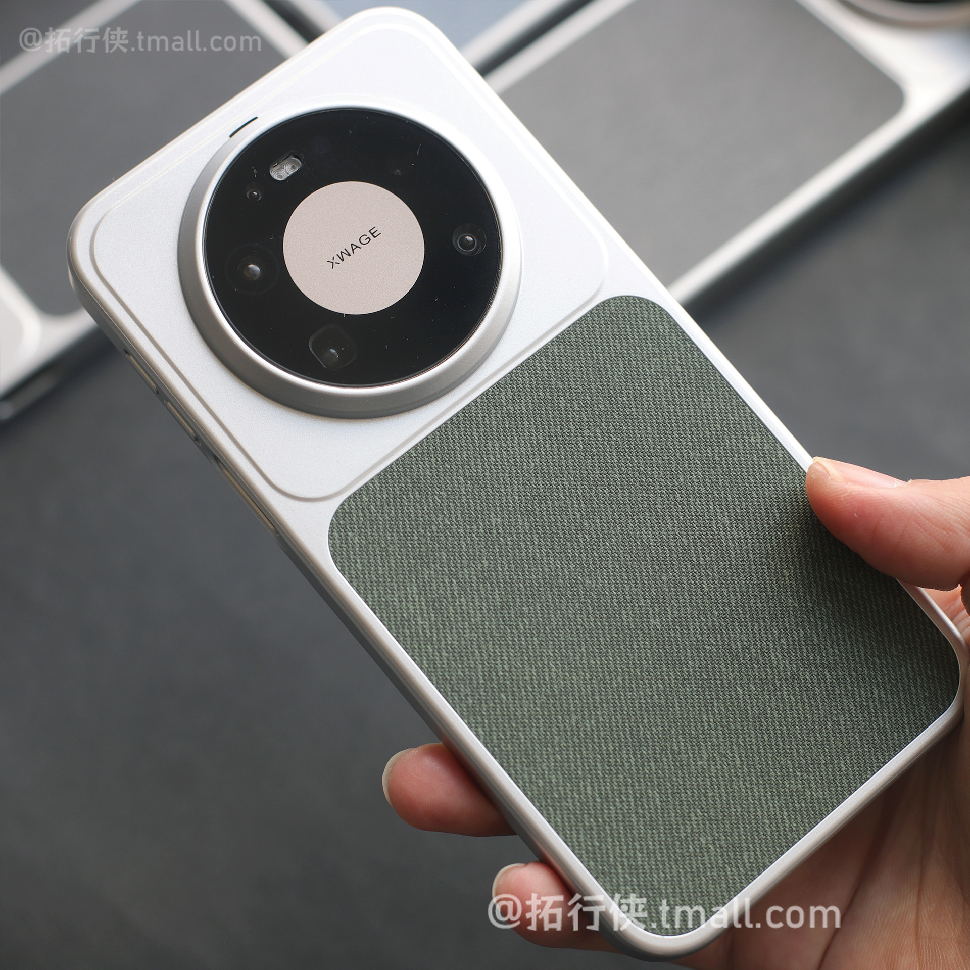 复古绿色秋冬布纹磁吸壳适用华为Mate80/70air手机壳80promax荣耀magci8亚麻布拼接轻薄哑光电镀PC硬壳全包女