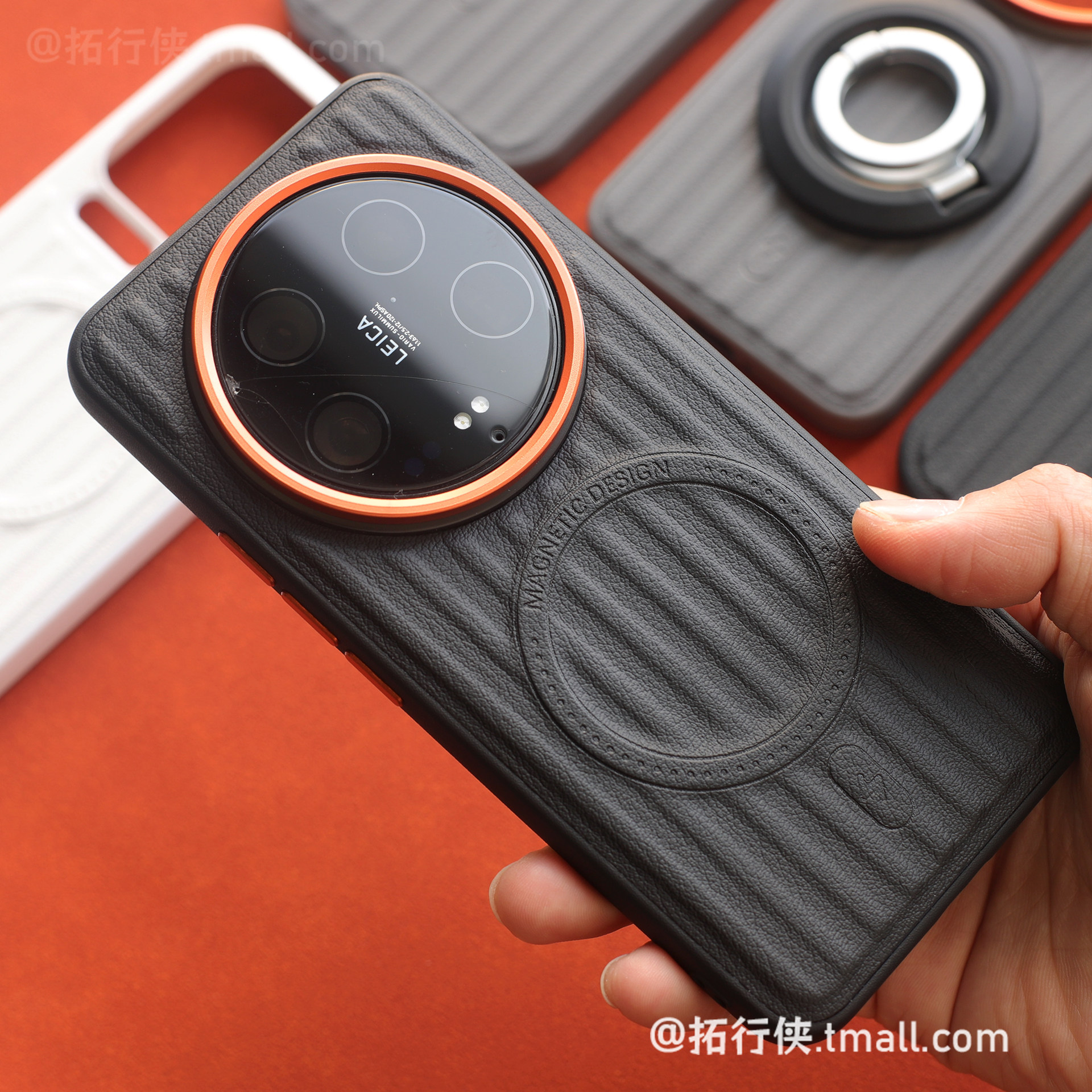 商务黑Magsafe磁吸充电手机壳适用小米14Ultra/17Ultra保护套凹凸感瓦楞条纹m15U皮革纹抗指纹防滑17ProMax男