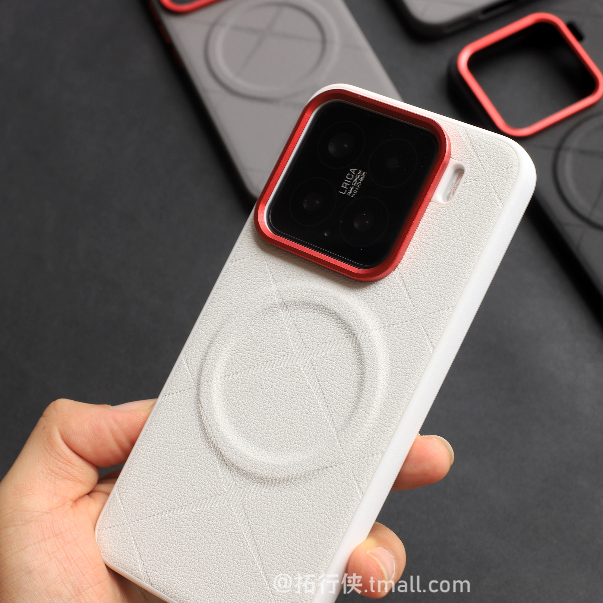 【月光白几何菱形】适用小米15强磁吸手机壳15Pro金属红圈镜头保护壳K80皮纹不沾指纹13防摔14/15Ultra高级感