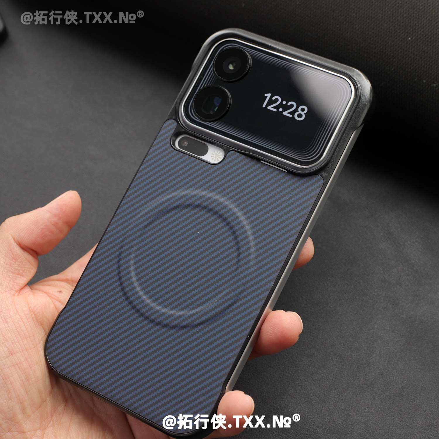 深海蓝碳纤维纹素皮磁吸壳适用小米17Pro手机壳磨砂不粘指纹XiaoMi17promax无边框保护套15/K80pro裸机感外壳