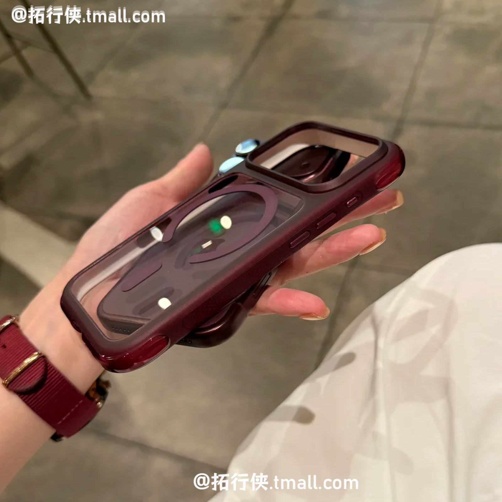 勃垦地酒红【晶透四角气囊】适用iPhone18Pro手机壳Magsafe磁吸苹果18Promax相机键Ai键全包17Promax气垫防摔