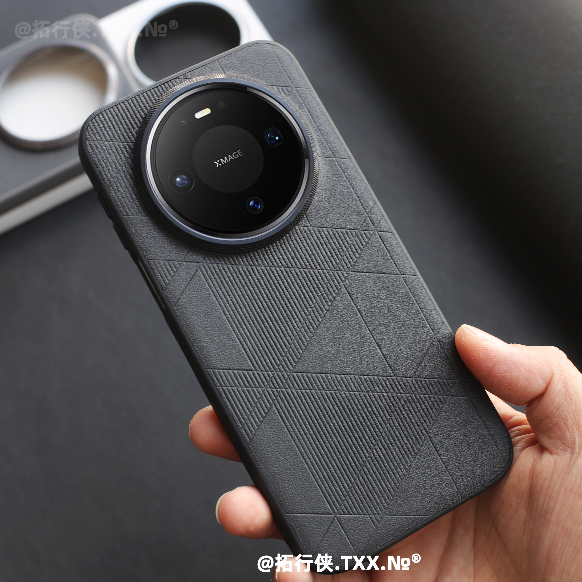 商务黑色【几何菱格纹】适用华为Mate80手机壳新款高档皮纹防指纹Mate80Promax保护套金属镜框70Air软边男士6