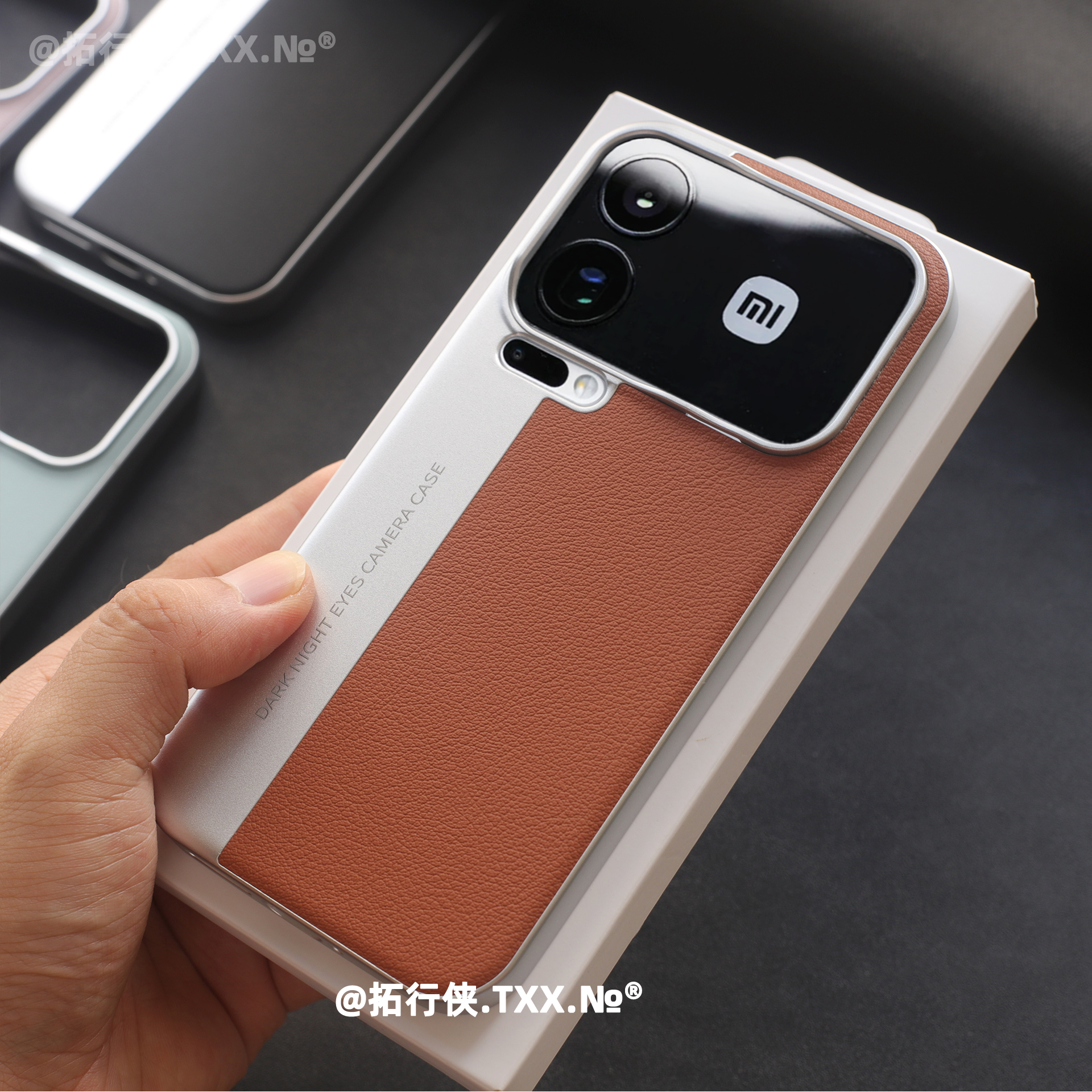 秋冬复古棕色秒变相机壳适用小米17ProMax手机壳素皮拼接外壳XIaomi十七17proMax不挡广角专用保护套时尚女款