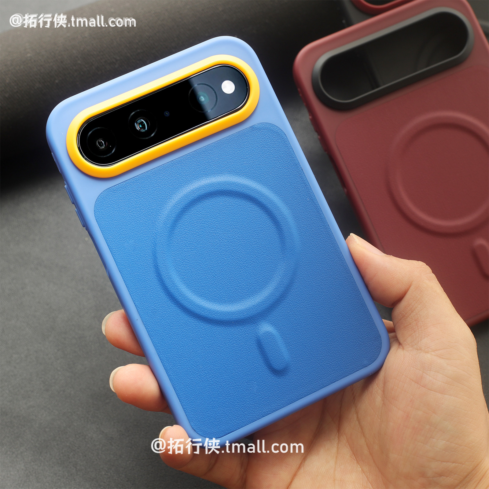 高级ins克莱因蓝素皮磁吸壳适用华为PuraXview阔直屏手机壳Magsafe无线充电保护壳PuraXview大孔镜头加高硬壳