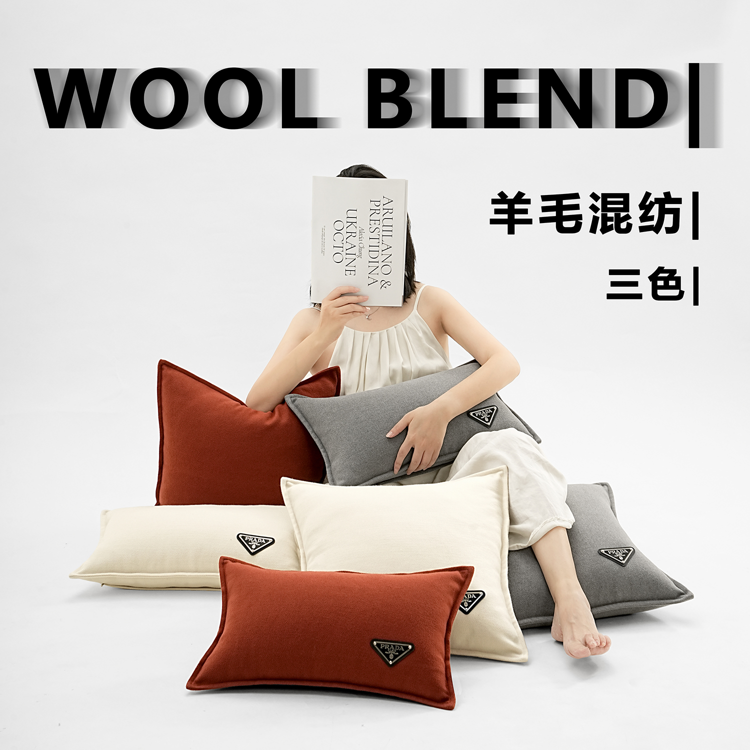 百搭现代简约羊毛素色抱枕