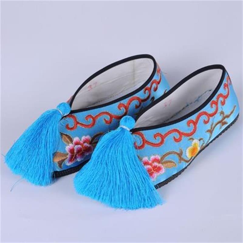 平底越剧戏剧戏曲彩鞋女绣花彩鞋薄底古装京剧青衣花旦秀禾鞋戏鞋