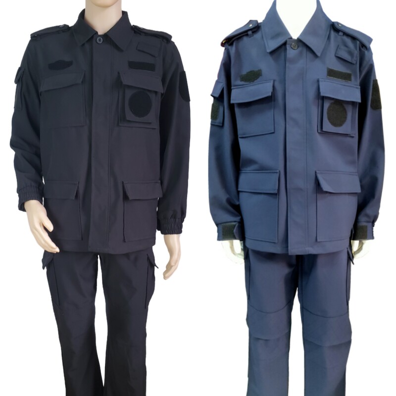 速干加绒深蓝色秋冬季加厚保安作训服黑色教官训练服套装加肥加大