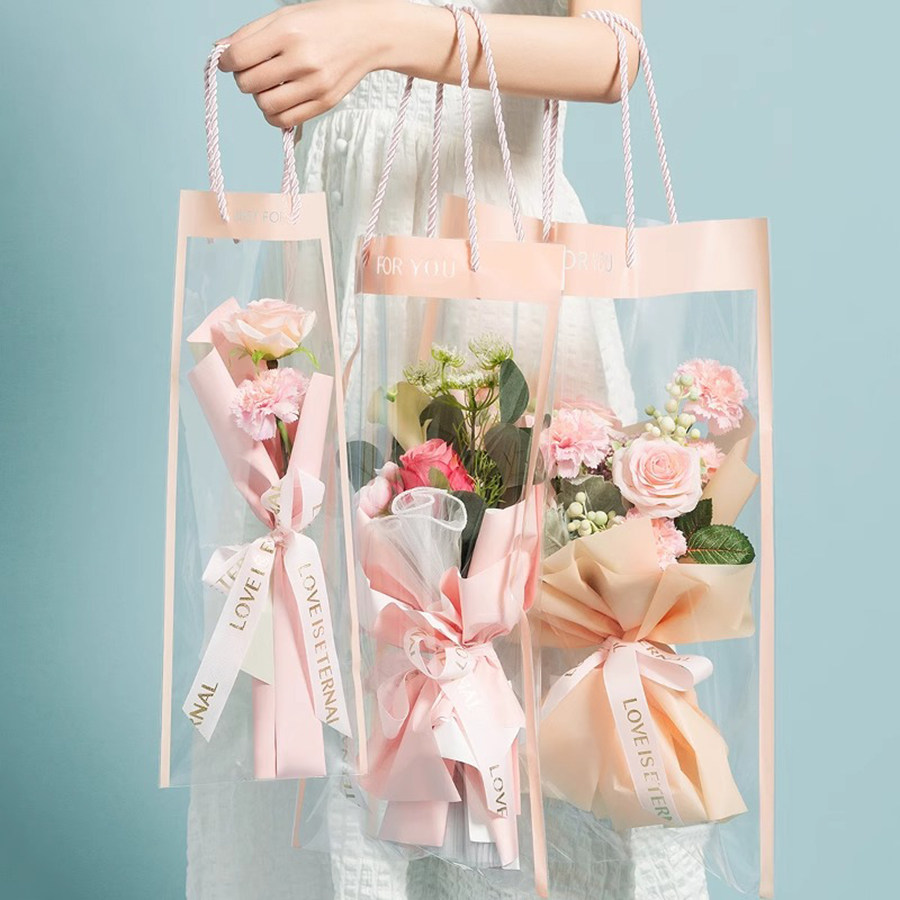 透明手提袋鲜花包装袋花店花束袋