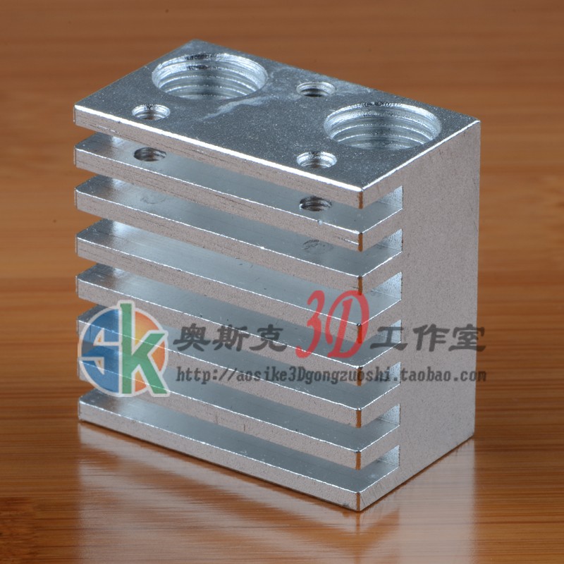 3D打印机配件E3D多喷头双喷头方形散热管散热片散热器铝块铝件