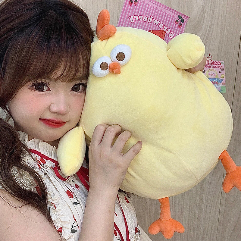 英贝萌网红墩墩小黄鸡玩偶靠枕毛绒玩具小鸡娃娃睡觉抱枕生日礼物