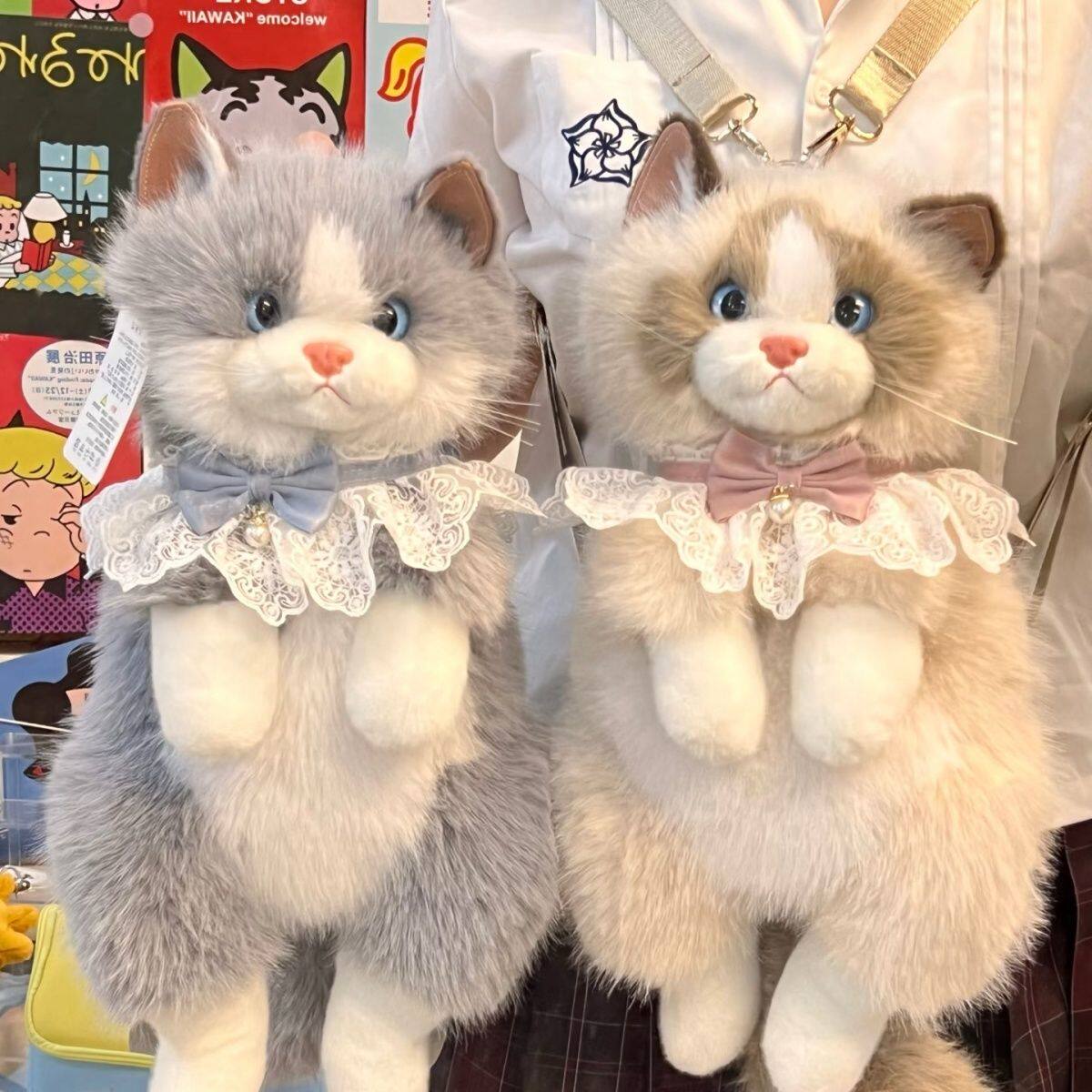 英贝萌仿真布偶猫玩偶双肩包毛绒玩具儿童背包生日520情人礼物女