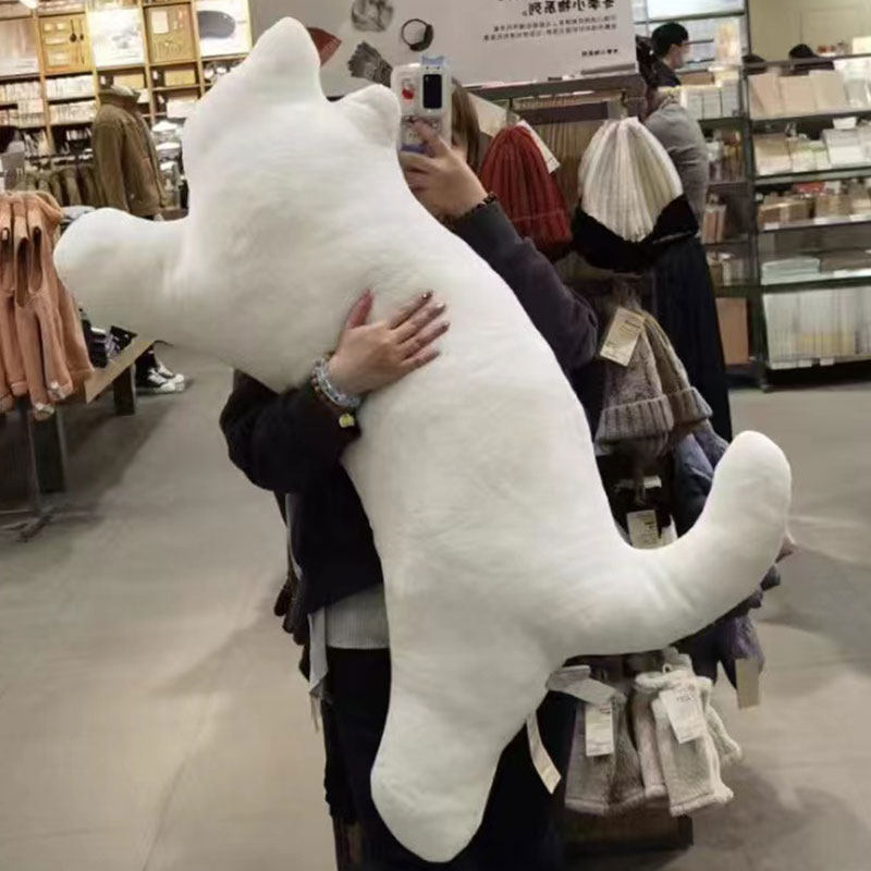 无印猫咪抱枕超软床头长条大白猫玩偶靠背枕睡觉靠垫生日圣诞礼物