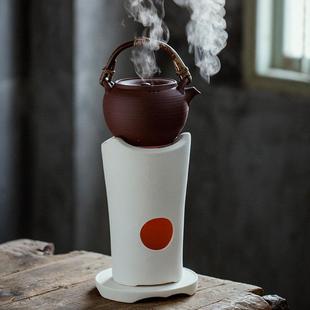 手工白泥炭炉功夫茶炉砂铫风炉煮茶家用小火炉木碳炉烧水炉子 中式