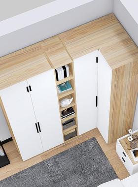 7Kl型90度转角大衣柜家用卧室书桌一体小户型定制7字拐角衣橱组