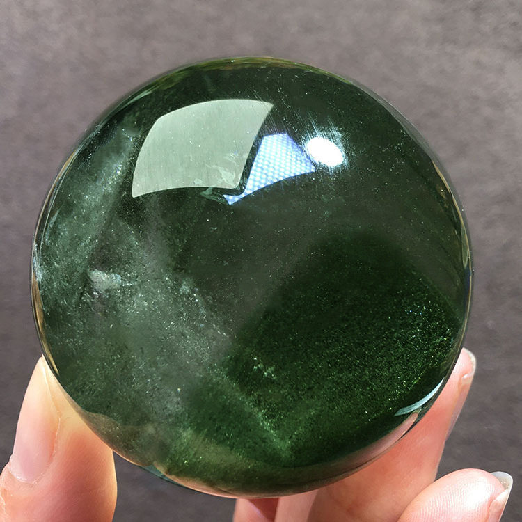 天然绿幽灵水晶聚宝盆摆件