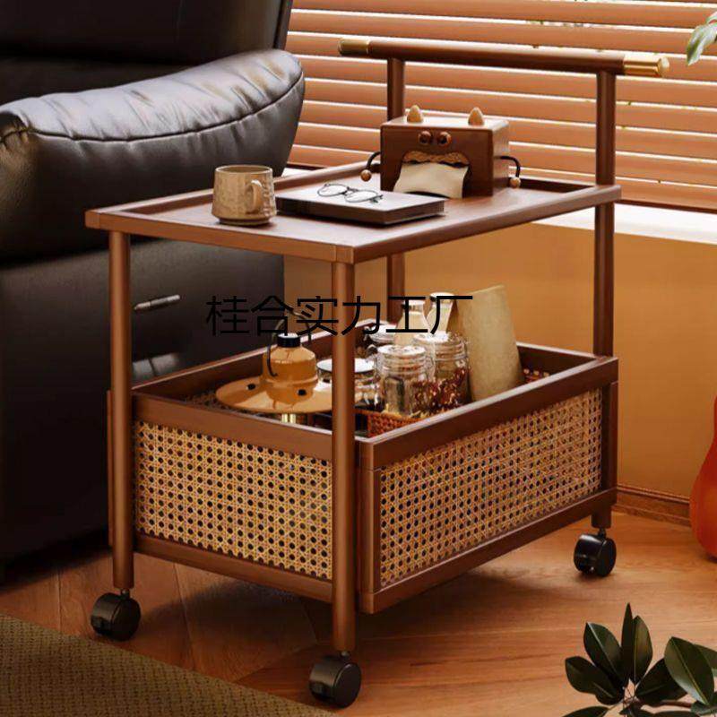 新款茶水柜小推车网红非实木沙发边几中古可移动茶几客厅边柜餐车
