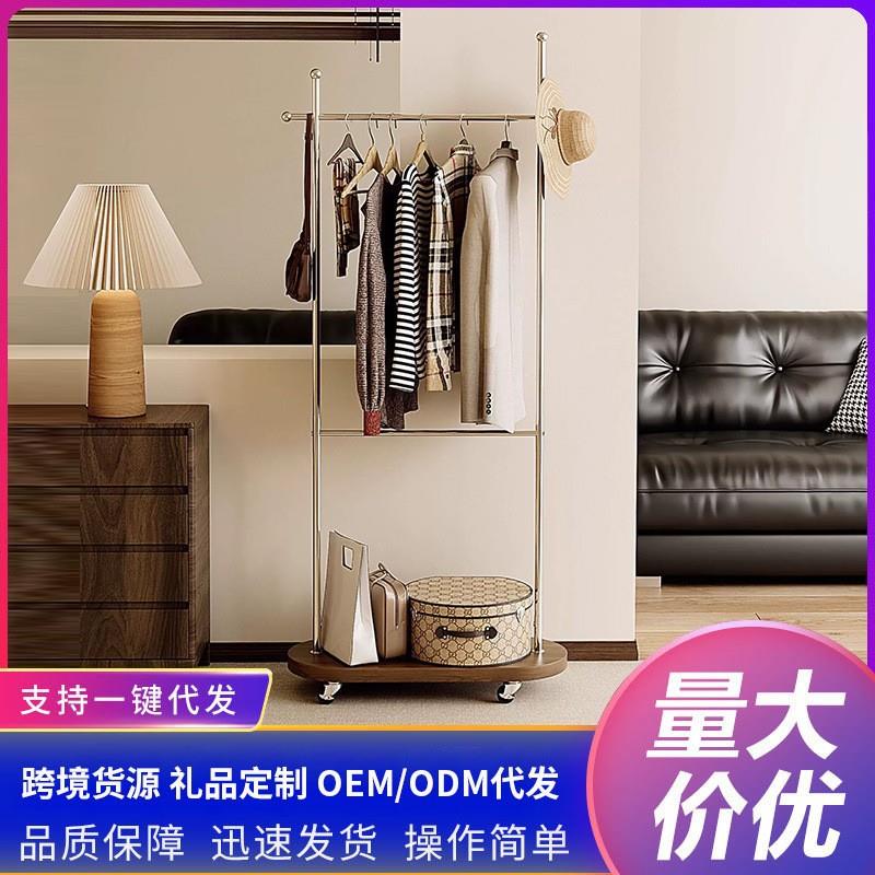 简易挂衣架卧室落地家用衣帽架轻奢大理石晾衣架不占空间室内小型