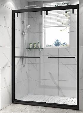 c6m一字型简易淋浴房钢化玻璃浴室隔断干湿分离移门屏风一字型淋