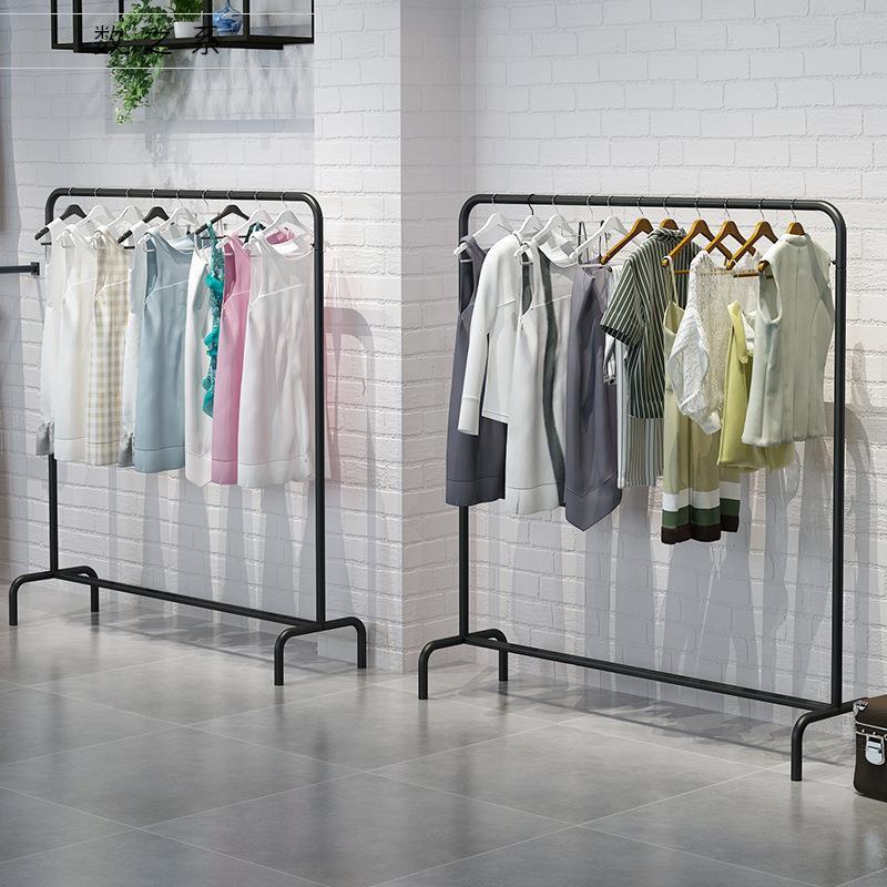 2023年黑色系列服装店展示架落地式衣服陈列货架晾衣挂衣架子童装
