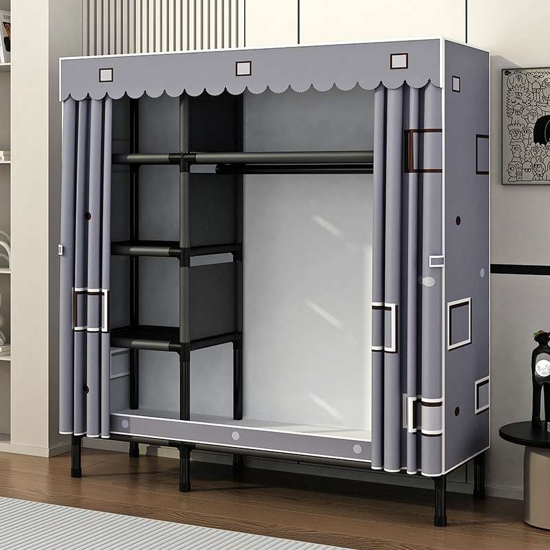 衣柜家用卧室组装布衣柜全钢架加粗加厚简易布衣橱挂衣柜出租房用