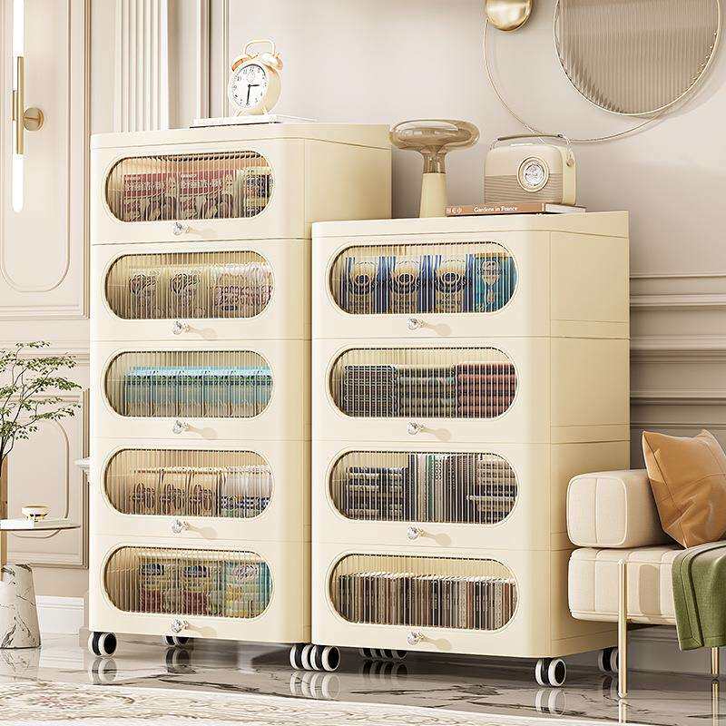 多面宽多层加厚抽屉式带滑轮家用储物箱宝宝衣物玩具多功能收纳柜