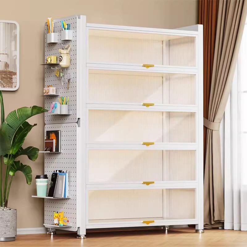 钢制书柜落地靠墙客厅展示柜家用儿童书架带门防尘储物柜收纳柜子