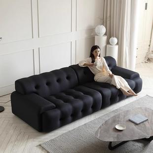 黑色罗奇堡沙发意式极简设计师布艺沙发直排小户型现代简约沙发