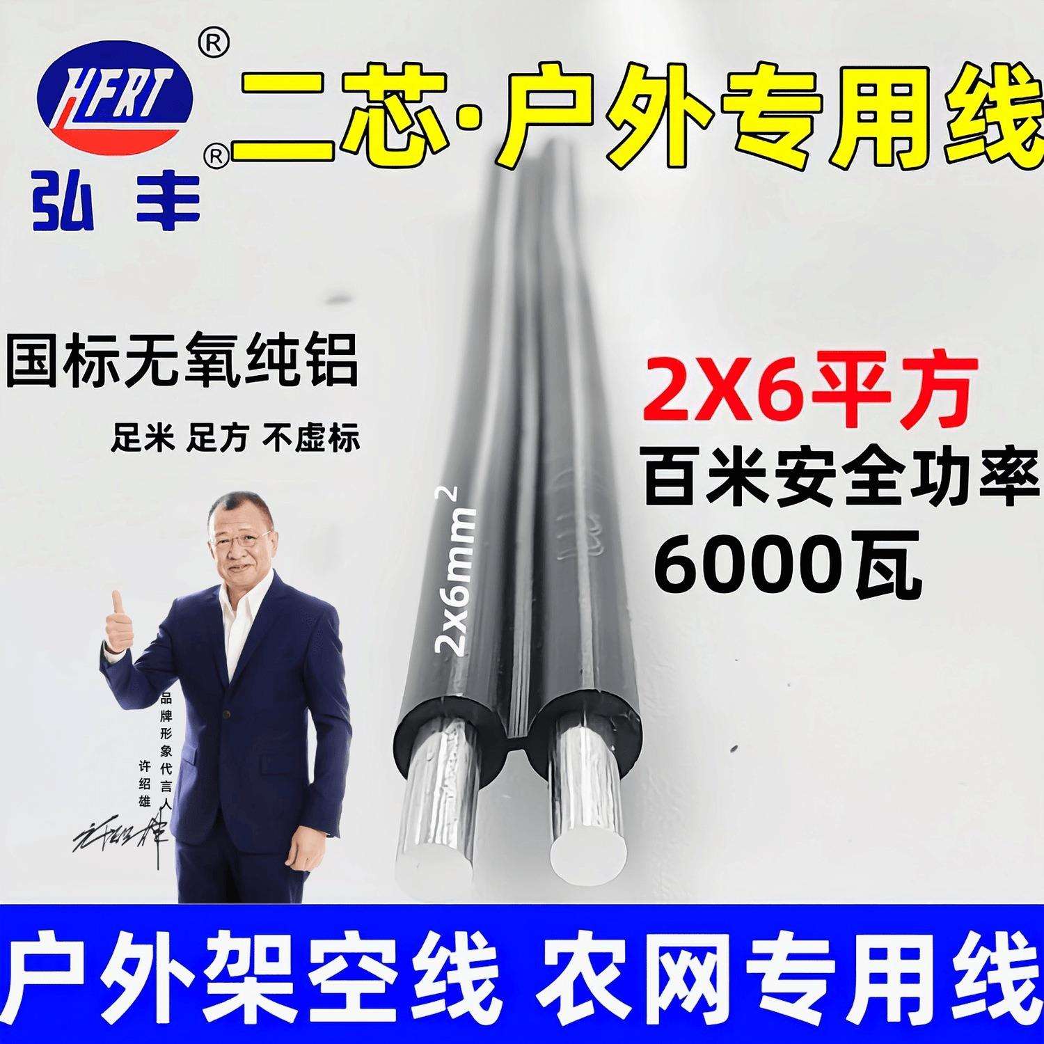 户外架空防老化铝芯线2芯3芯4/6/10/16/25平方家用铝线国标电缆线
