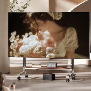 不锈钢电视支架移动电视柜带轮推车艺术支架适用50-100英寸