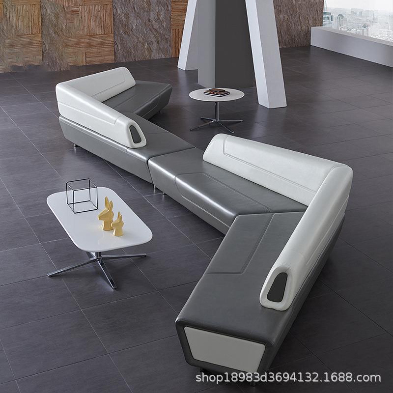 异形办公室沙发茶几组合简约现代商务接待会客休息区办公沙发