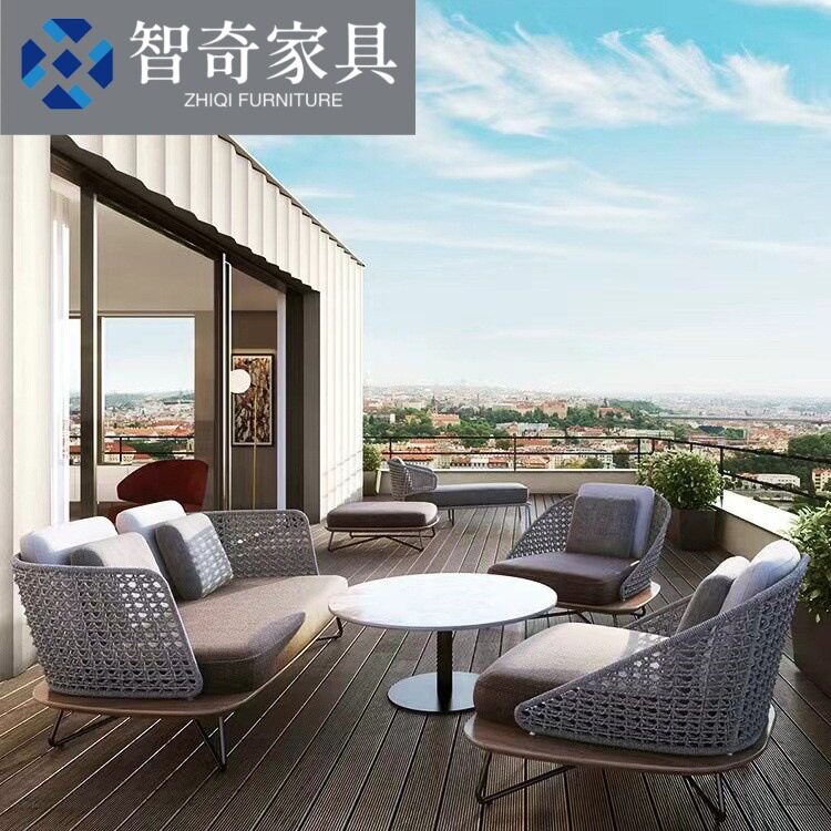 户外沙发菠萝格木藤编庭院藤椅茶几套餐民宿酒店别墅高端沙发组合