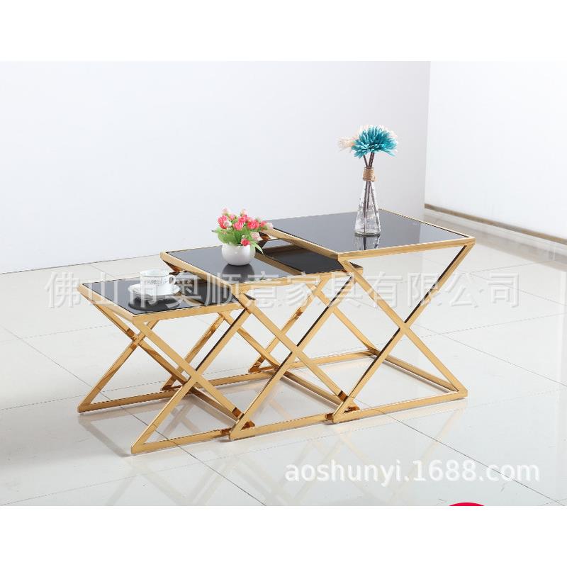 直销不锈钢边几休闲洽谈圆桌现代简约角几家用大理石小茶几