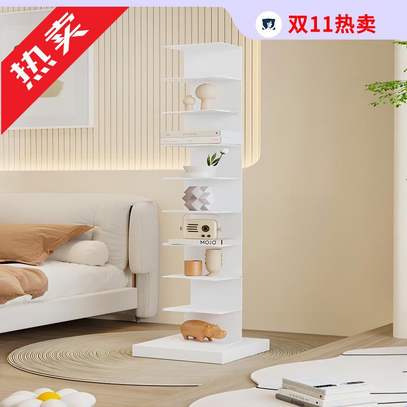 铁艺北欧书架隐形创意多层书柜简约转角网红客厅收纳落地置物架