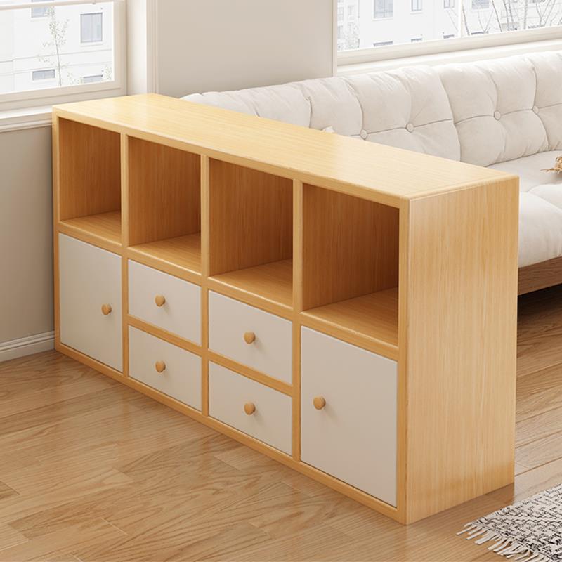 中古风书架落地置物架卧室一体靠墙床尾收纳架子长条柜储物柜书柜