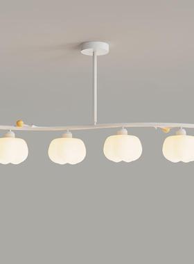 餐厅吊灯全光谱护眼led简约现代极简饭厅灯智能遥控奶油风白色灯