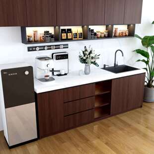 办公室水吧台商用休闲靠墙公司茶水间大理石吧台餐边一体柜切洗台