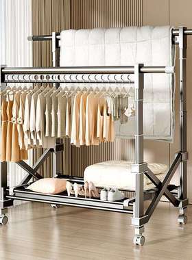 晾衣架落地折叠家用室内升降伸缩凉衣服架子阳台户外晒被子承钧日