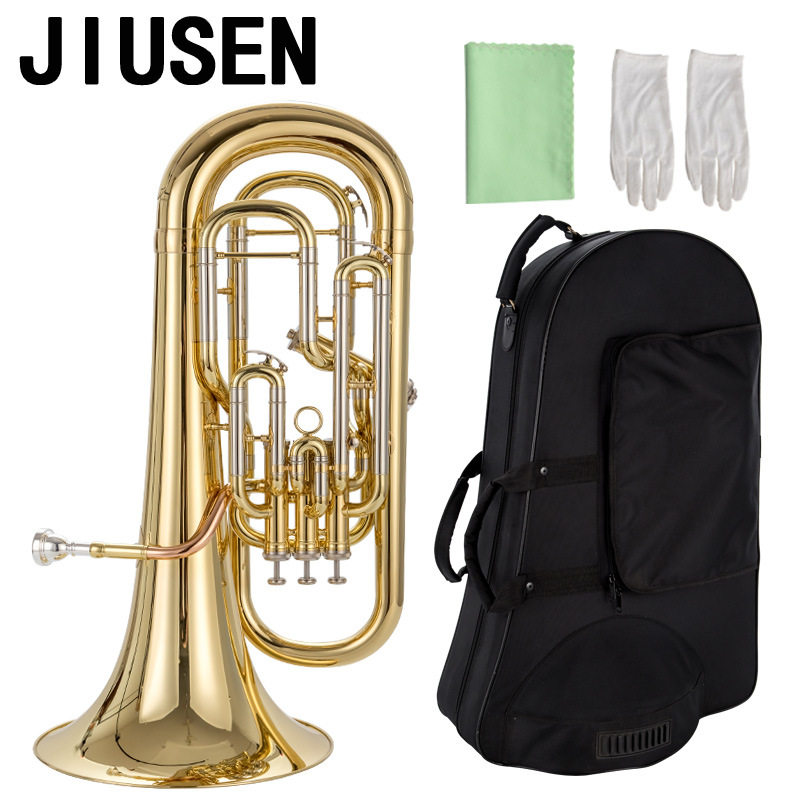 JIUSEN 乐器上低音号电泳金三立一斜按键上低音号 大号 抱号