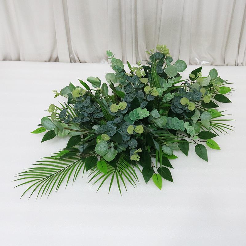 森系婚庆道具热带叶地排迎宾角花龟背叶棕榈叶散尾叶花排绿植排花