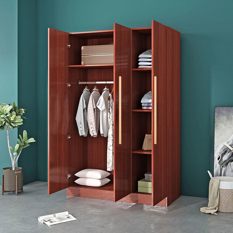 衣柜家用卧室实木质简约现代大衣橱出租房用简易挂衣收纳储物柜子