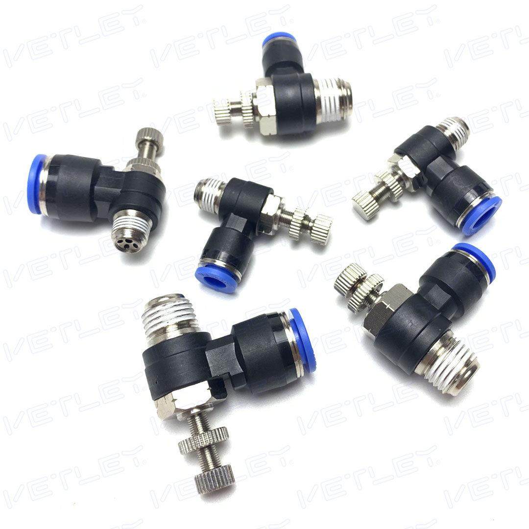 美制NPT节流调节阀 SL 4/6/8/10-N01/N02 NSC 气动限流器铜镀镍