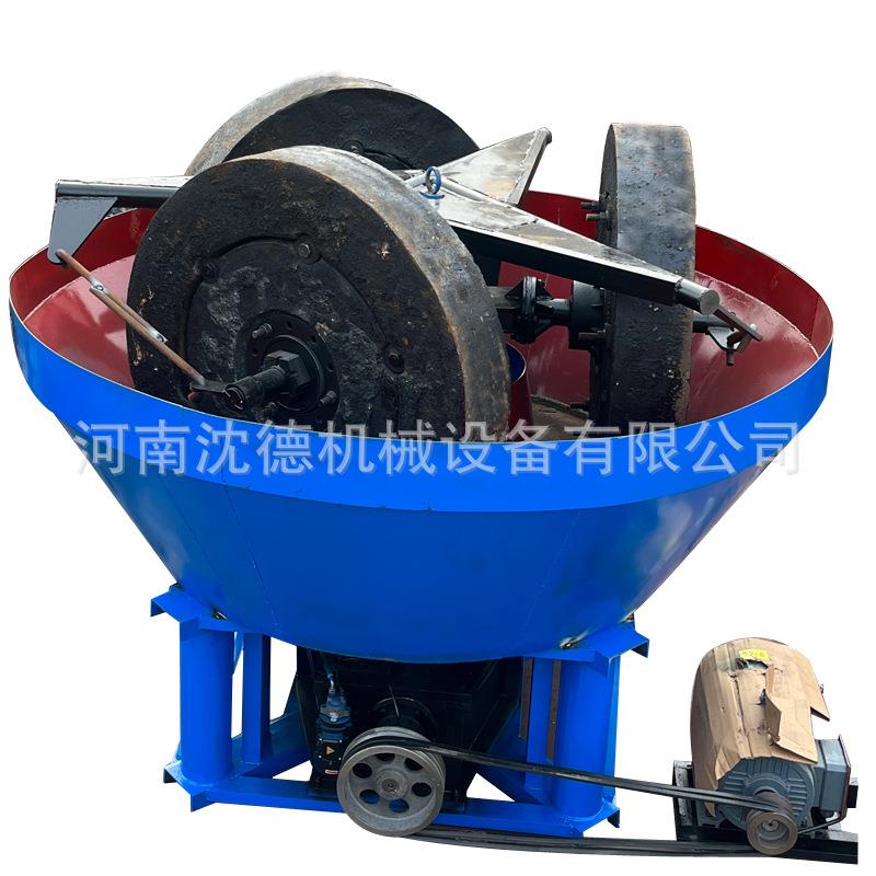 砂金选矿碾金机尾矿石提金双轮湿碾机1400型22kw三辊采矿设备